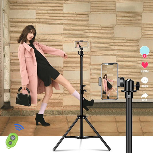 Portable Tripod For Phone Camara Ring Light Flexible Selfie Tripod Stand With Bluetooth Remote Control &Holder For Phone