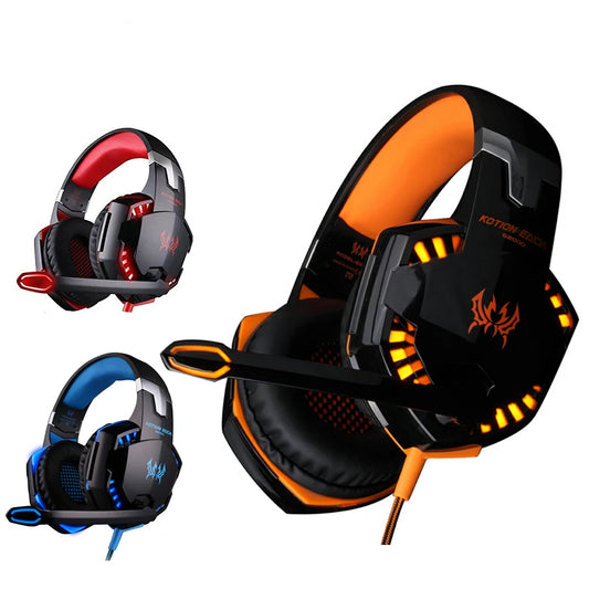 Metal Wired Headphones with Microphone Light Leather Earmuff Gaming Headsets PS4 Laptop Phone PC Gamer Audifon Auriculares Cable