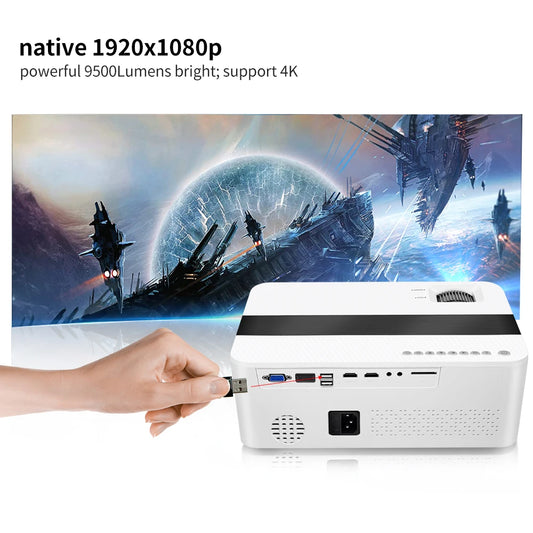 YERSIDA Projector H6 Full HD 1080P 5G WIFI Bluetooth Projectors Synchronous Phone 9500 Lumen Support 4K Video Home Cinemar LCD