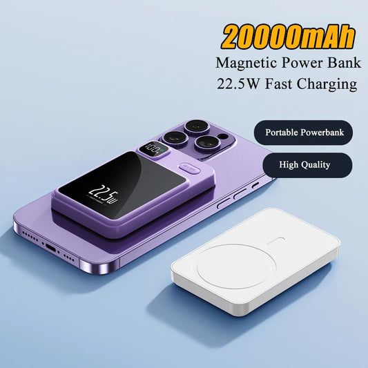 Hot New 22.5W 20000mAh Power Bank Magnetic Super Fast Charging Qi PD20W Wireless Charger Powerbank for iPhone 14 Samsung Huawei