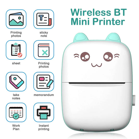 Mini Printer Portable Bluetooth Wireless Smart Label Thermal Portable Printers Stickers Paper Wireless Printers Children Gifts