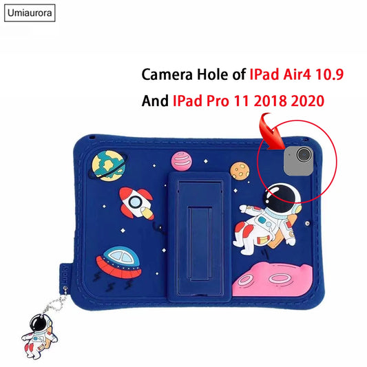 Kids Cartoon Silicone Stand Cover for IPad 7th 8th 9th 10.2 2021 Mini 6 9.7 Pro 10.5 11 Air 2 3 4 5 10.9 Tablet Case Shell Funda