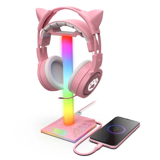 RGB Gaming Headphone Stand with USB Ports Headphone Holder Touch Control Light Desktop Gaming Headset Holder Earphone Hanger