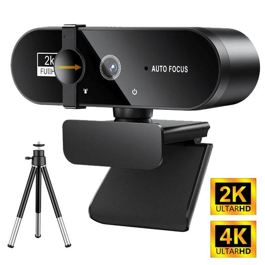 4K 2K Web Cam Webcan  With Microphone Tripod Autofocus