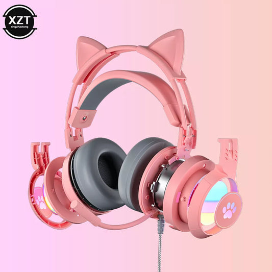 Cat Ear Gaming Headphones With Microphone Noise Cancellation