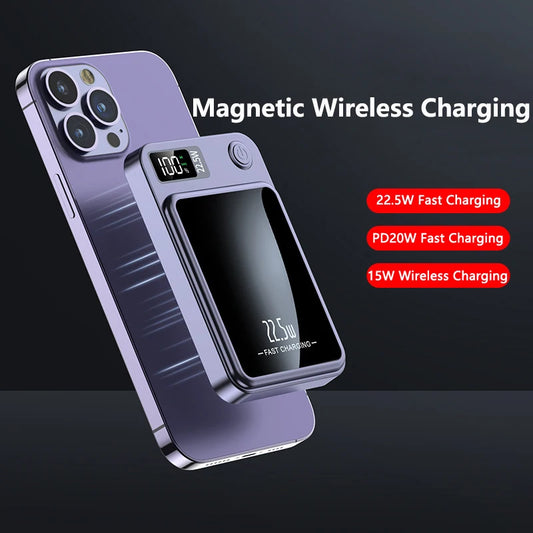 20000mAh Magnetic Qi Wireless Charger Power Bank 22.5W Fast Charging for iPhone 14 13 12 11 Samsung Huawei Xiaomi Mini Powerbank