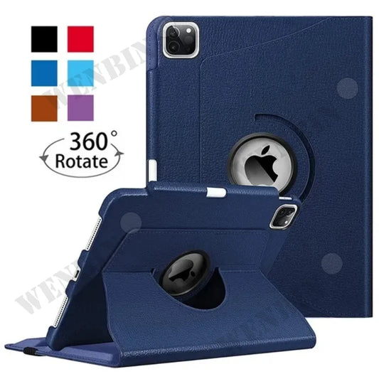 Case For iPad Pro 12.9 11 2022 2021 Air 5 4 10.9 2022 10.2 2020 Mini 6 5 4 3 2 1 360 Rotating with Bracket Can Rotate Leather