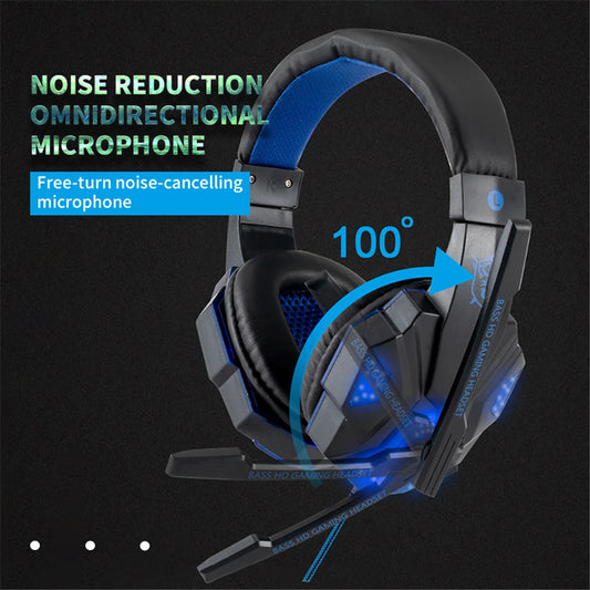 Professional Led Light Wired Gaming Headphones With Microphone For Computer Laptop PS4 PS5 Xbox Bass Stereo PC Gaming Headset