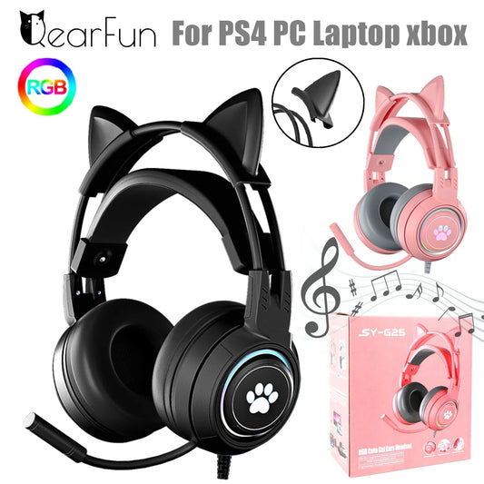 PC Headset Gamer Girls Pink Cat