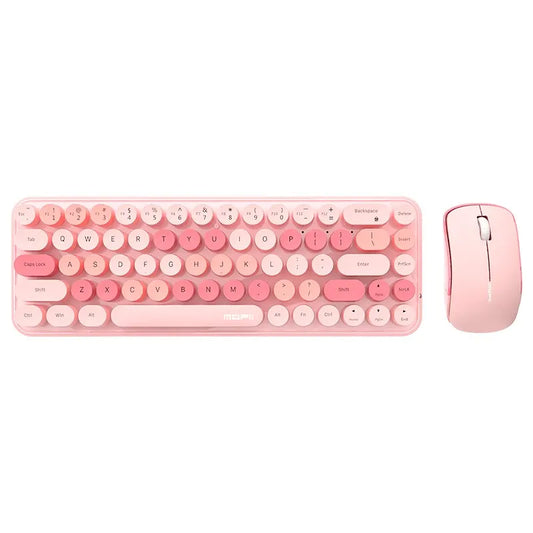 MOFII Wireless Keyboard and Mouse, Cute Colorful 68 Round Keycap Compact Keyboard for Computer, Computer, Desktop, Laptop